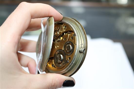 An M M & Co Goliath pocket watch and a travelling clock movement (lacking case).